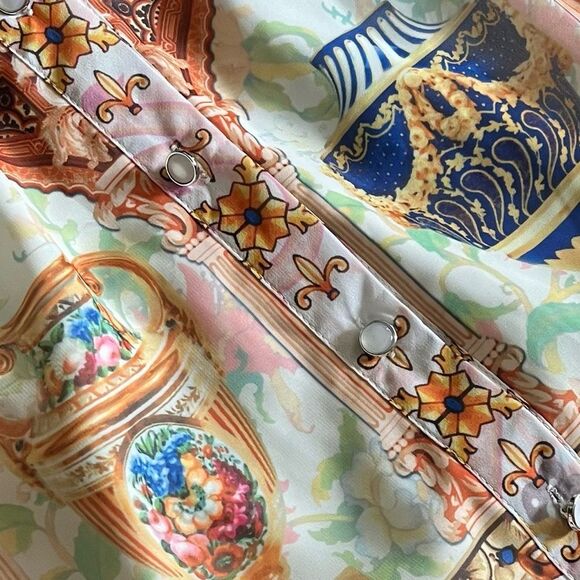 Dalia Macphee NWT Multi Maxi Dress Ancient Grecian Urns Roman Majestic Floral LG - Picture 12 of 16